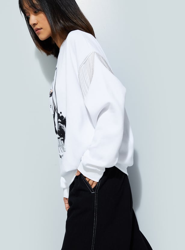 ALAYA F x URB_N Women Oversized Printed Sweatshirt