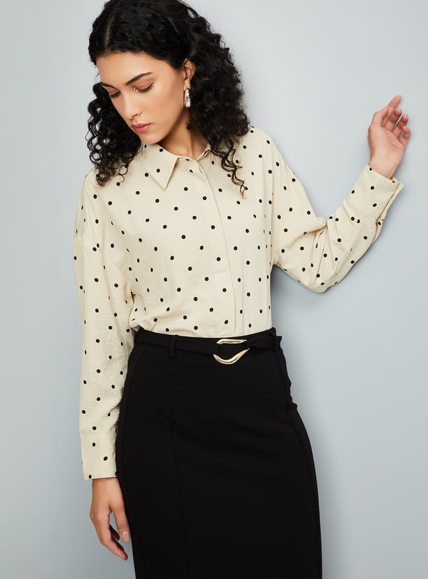 Women Polka Dot Printed Formal Shirt