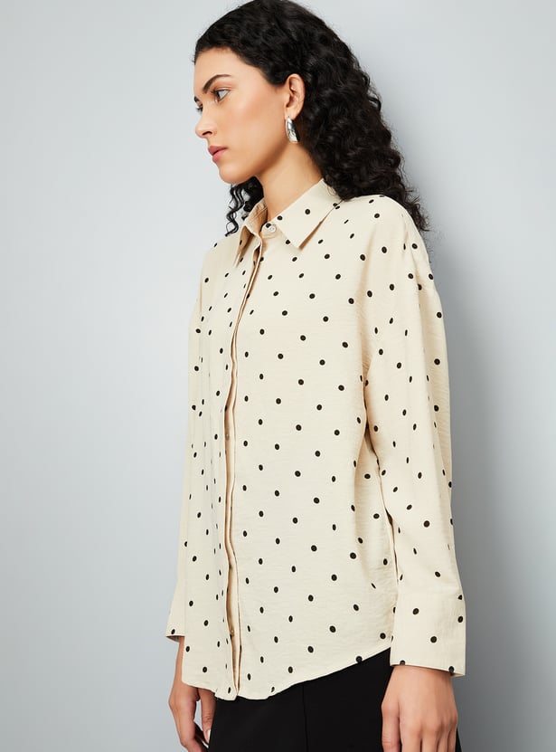 Women Polka Dot Printed Formal Shirt