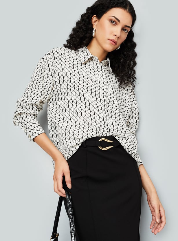 Women Polka Dot Printed Formal Shirt