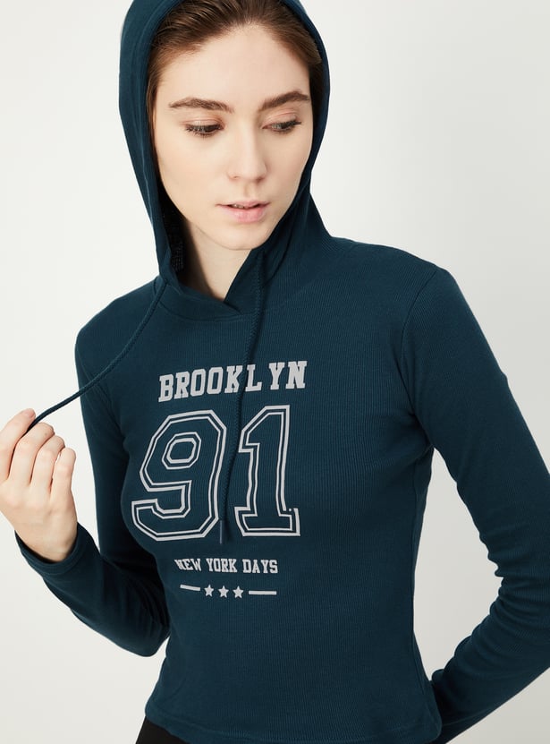 Women Printed Hooded Athleisure T-shirt