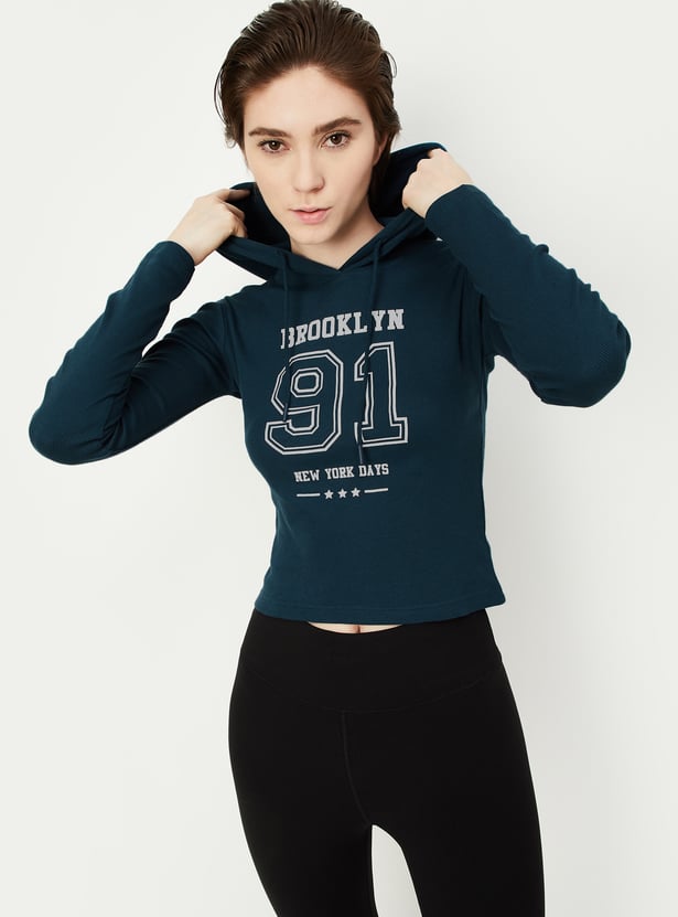 Women Printed Hooded Athleisure T-shirt