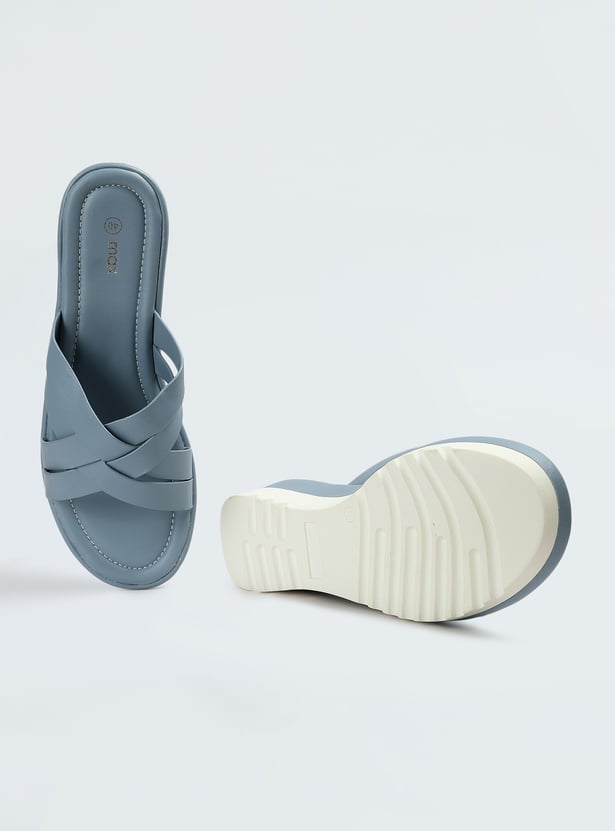 Women Solid Open-Toe Wedges