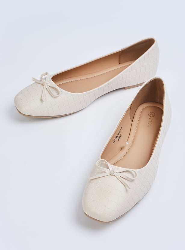 Buy Women Textured Bow-Detailed Ballerinas Online at just Rs