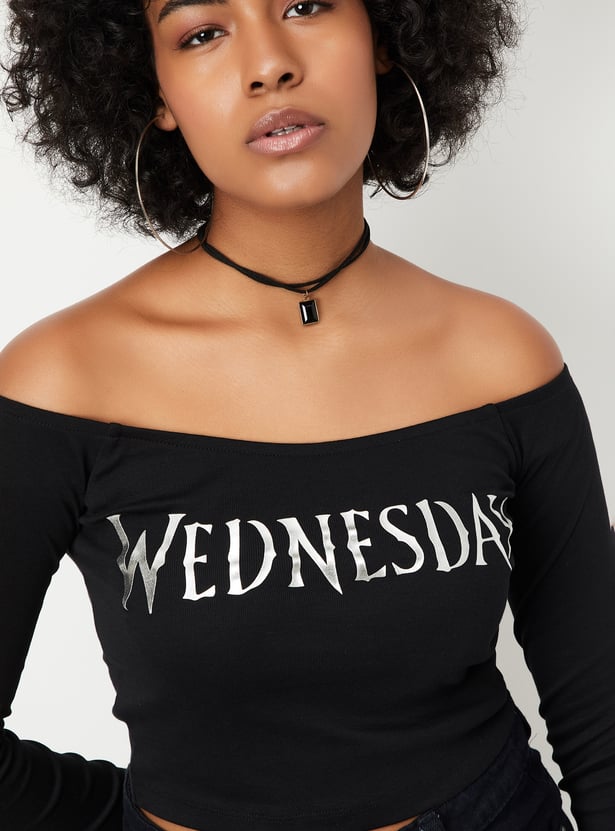 Women Wednesday Printed Off-Shoulder Top