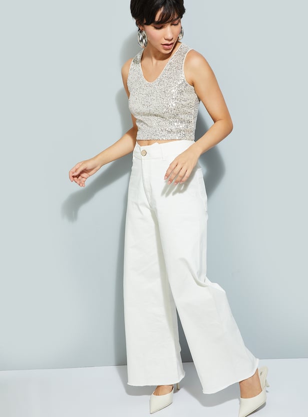 ALAYA F x URB_N Women Sequinned Crop Top