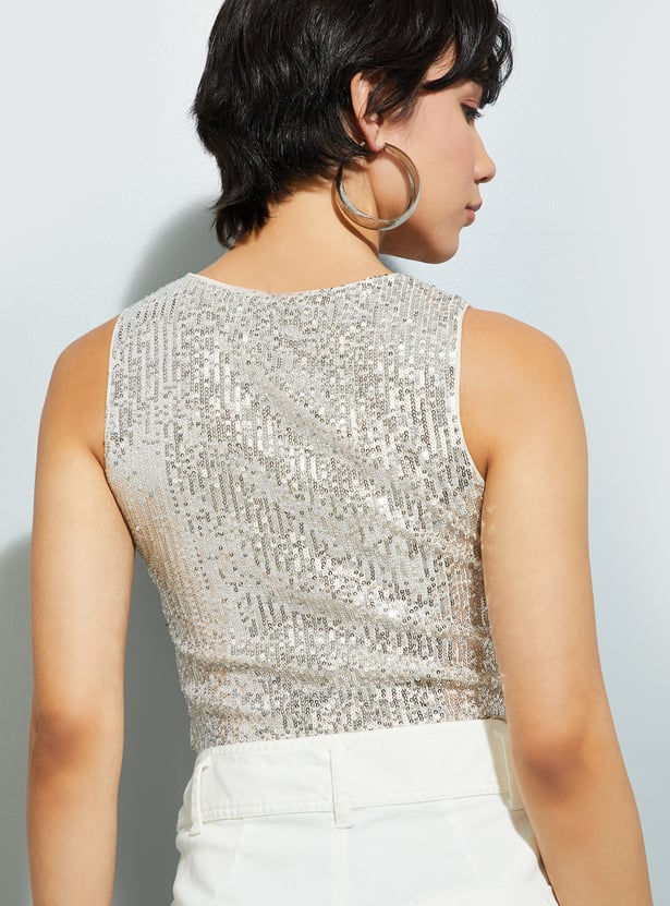 ALAYA F x URB_N Women Sequinned Crop Top