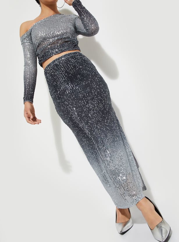 ALAYA F x URB_N Women Ombre Sequinned Skirt