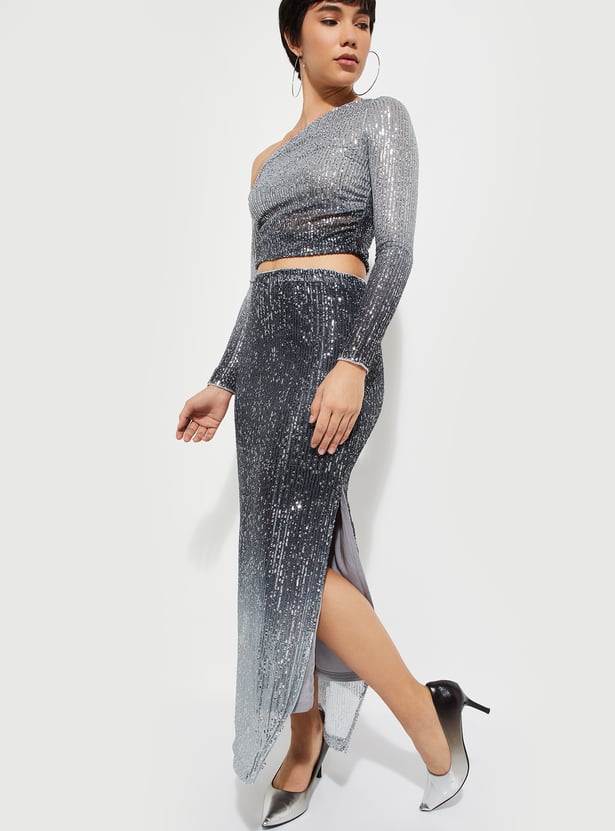 ALAYA F x URB_N Women Ombre Sequinned Skirt