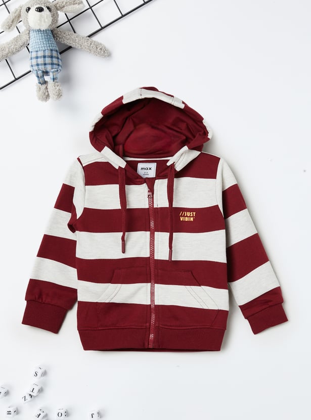 Boys Striped Hooded Sweatshirt