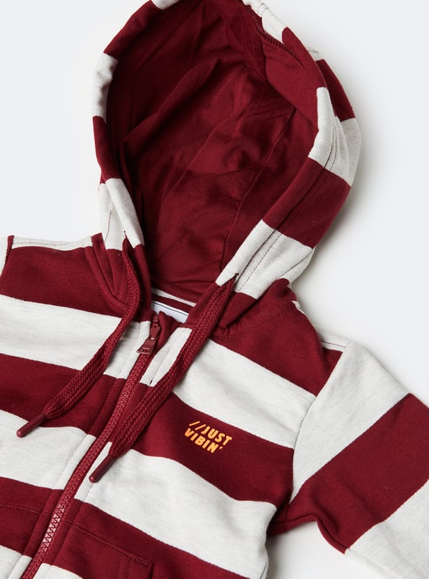 Boys Striped Hooded Sweatshirt