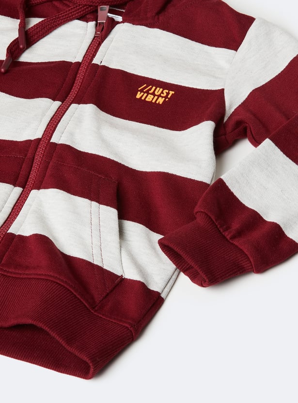 Boys Striped Hooded Sweatshirt