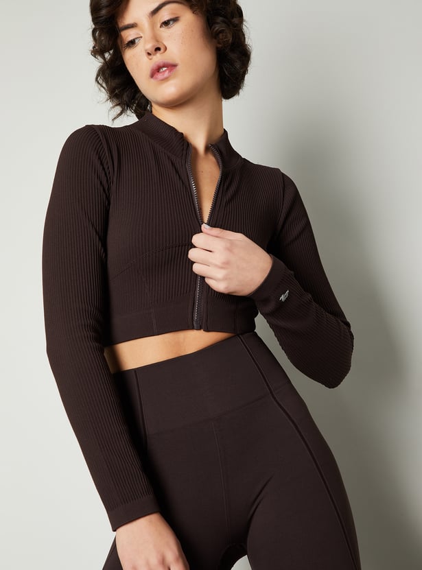 Women Ribbed Cropped Jacket