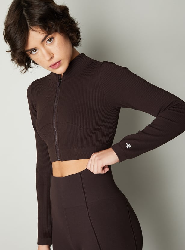 Women Ribbed Cropped Jacket