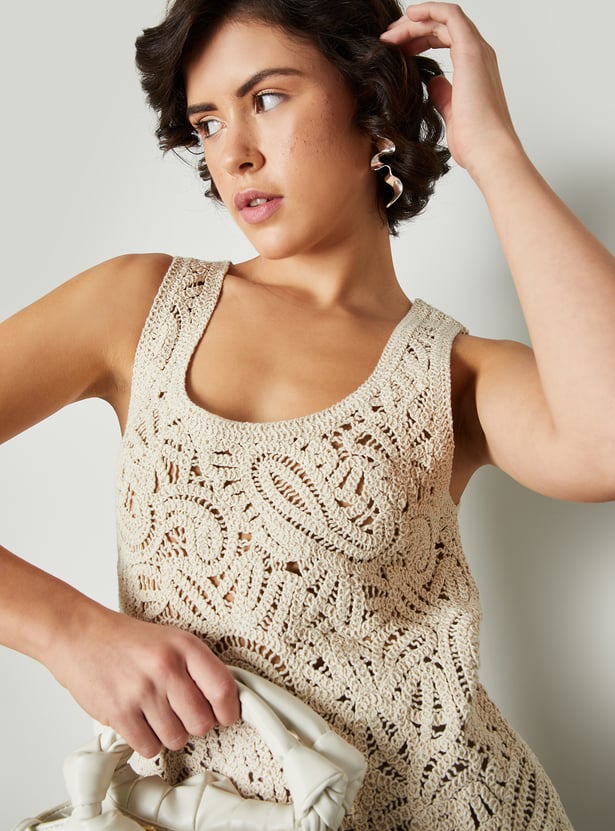 Women Sleeveless Crochet Top