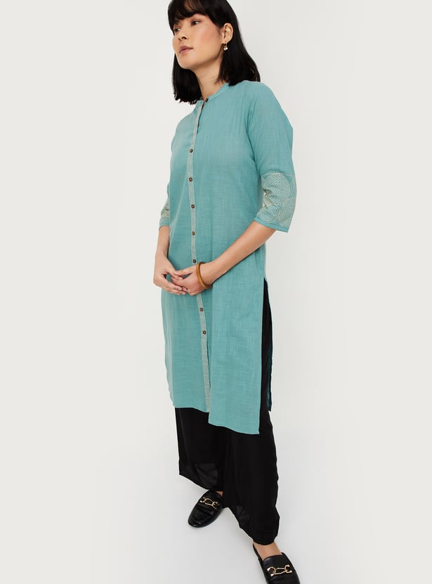 Women Embroidered Straight Kurta