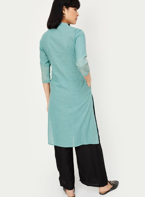 Women Embroidered Straight Kurta