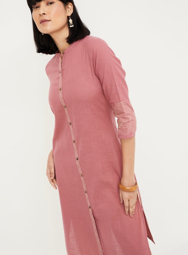 Women Embroidered Straight Kurta