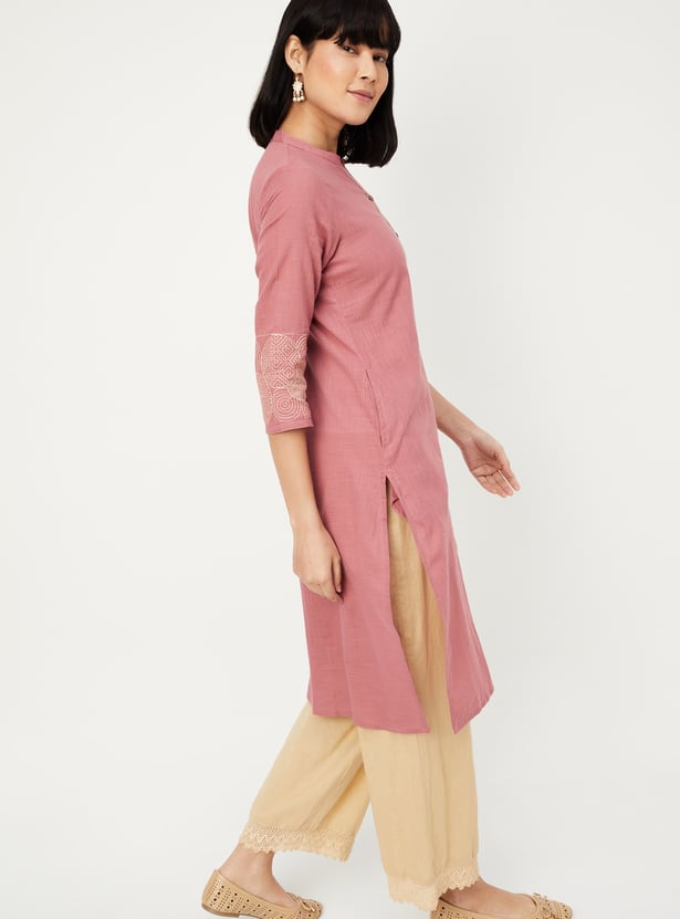 Women Embroidered Straight Kurta