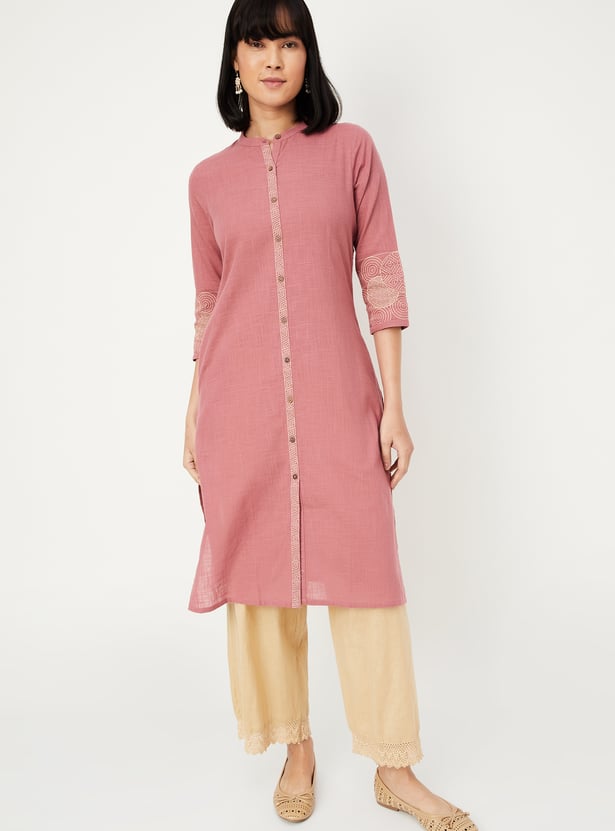 Women Embroidered Straight Kurta