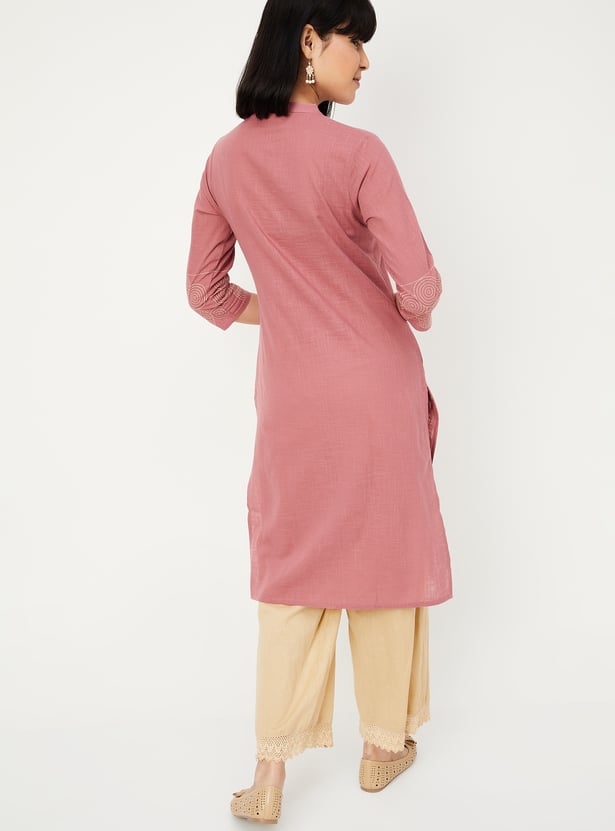 Women Embroidered Straight Kurta