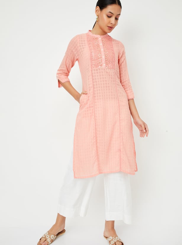 Women Lace Kurta with Pocket