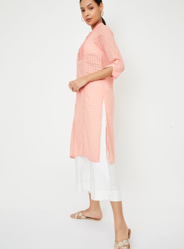 Women Lace Kurta with Pocket