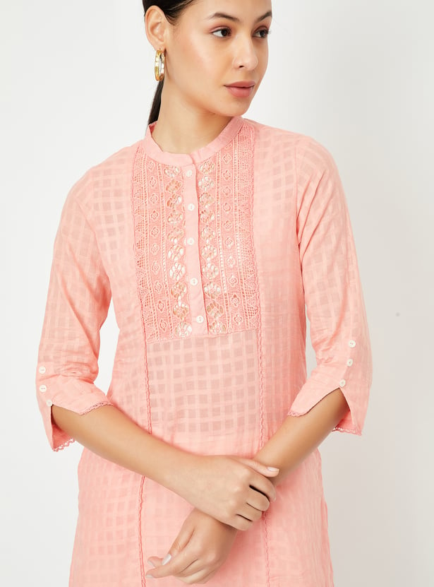 Women Lace Kurta with Pocket