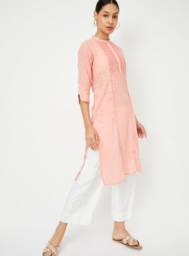 Women Lace Kurta with Pocket