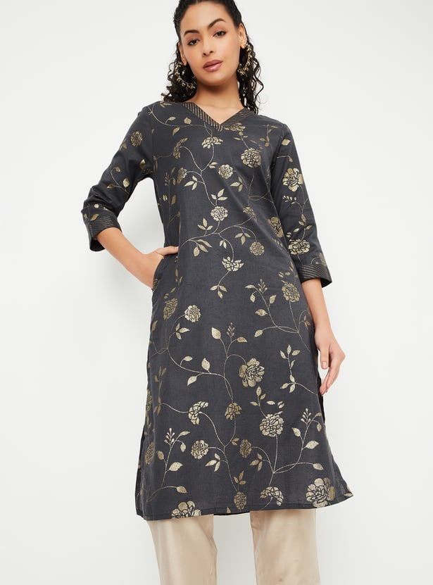 Foil Printed Sleeveless Kurta With Palazzos For Women