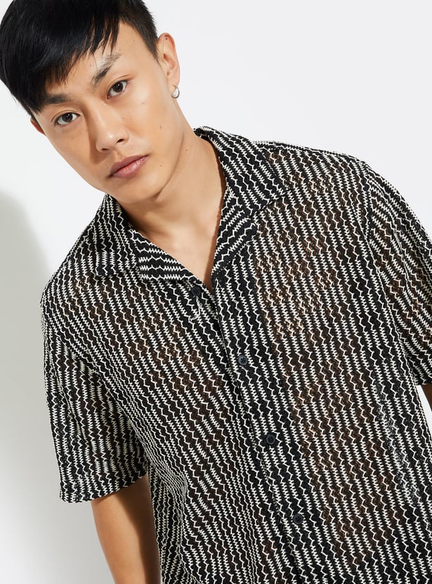 URB_N Men Relaxed Fit Lace Resort Shirt