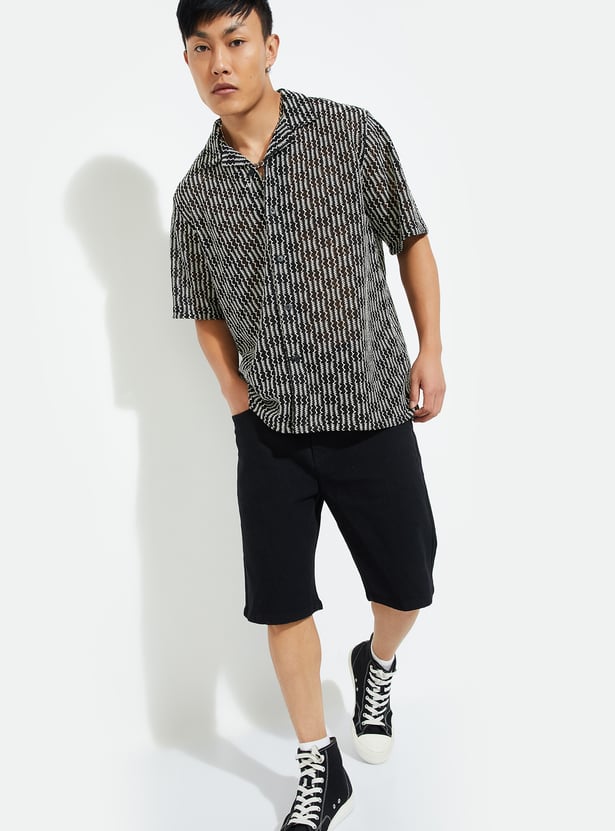 URB_N Men Relaxed Fit Lace Resort Shirt