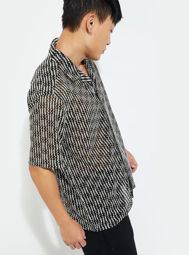 URB_N Men Relaxed Fit Lace Resort Shirt