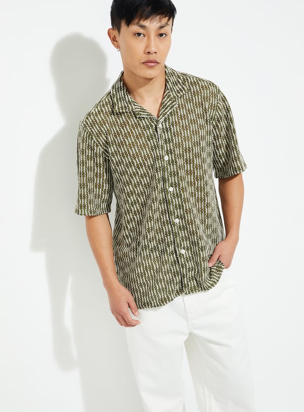 URB_N Men Relaxed Fit Lace Resort Shirt