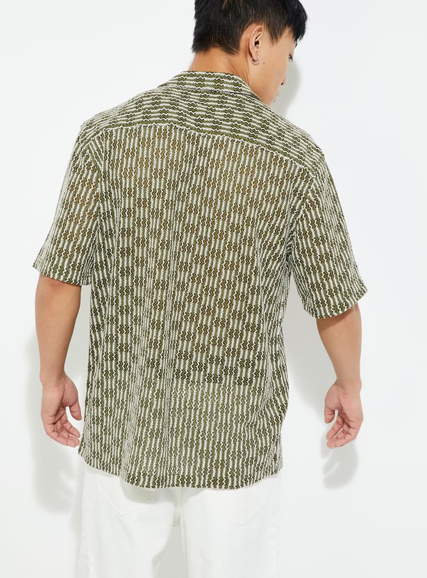 URB_N Men Relaxed Fit Lace Resort Shirt