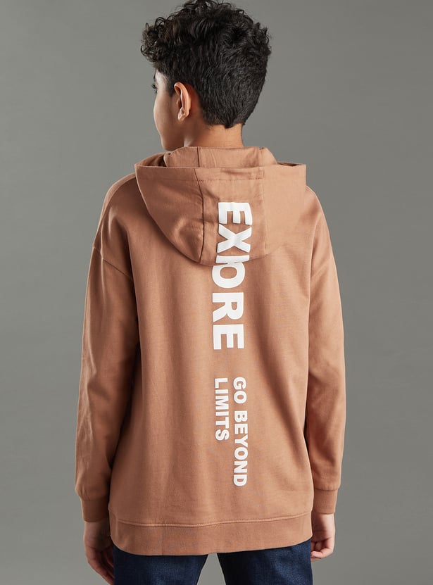 Boys Oversized Printed Hooded Sweatshirt