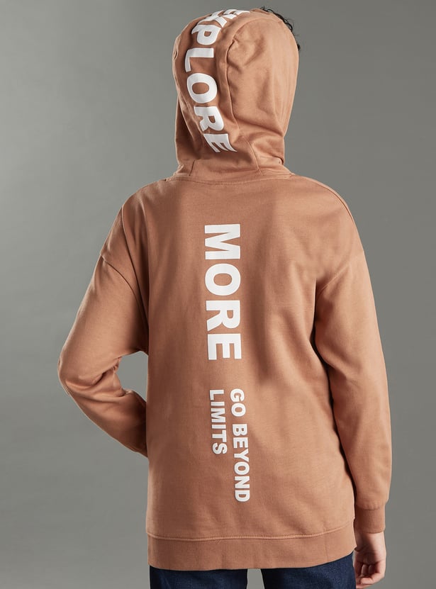 Boys Oversized Printed Hooded Sweatshirt