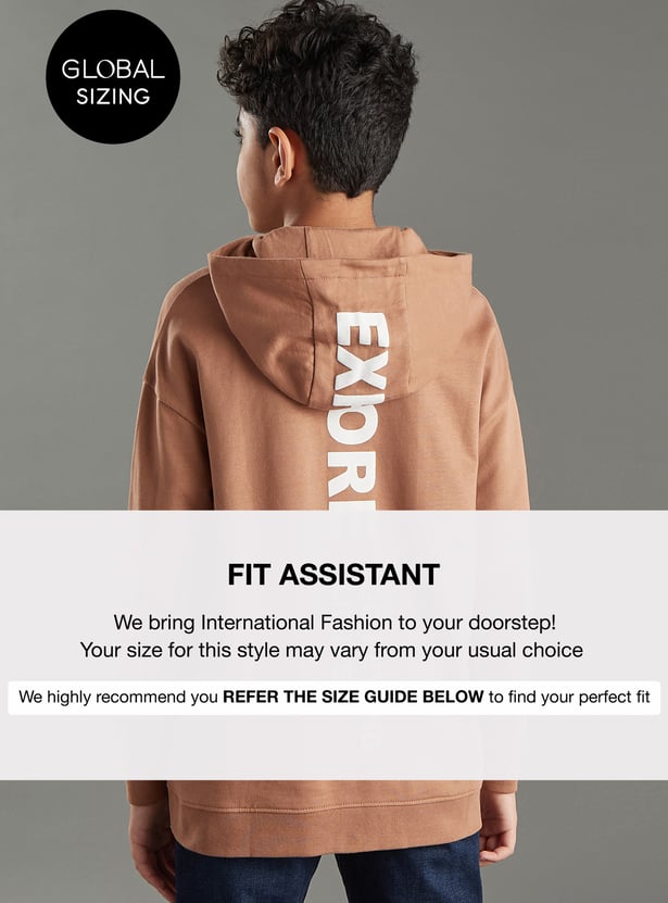 Boys Oversized Printed Hooded Sweatshirt