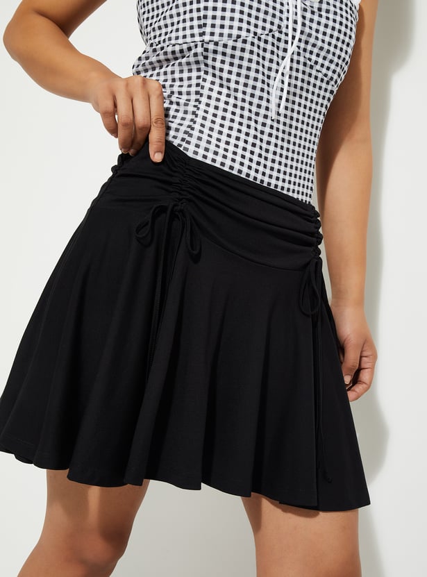 ALAYA F x URB_N Women Ruched Waist A-Line Skirt