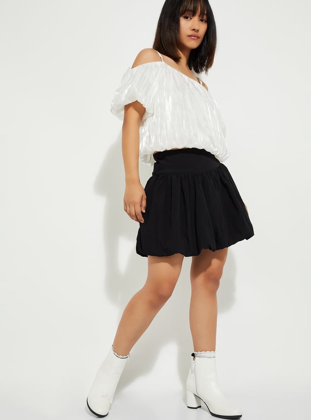 ALAYA F x URB_N Women Solid Balloon Skirt