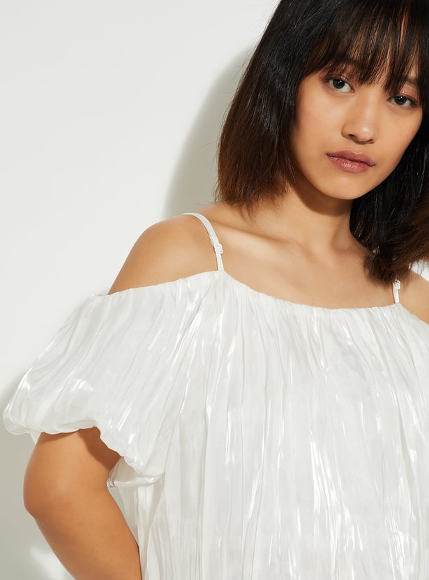 Buy ALAYA F x URB_N Women Gathered Cold Shoulder Top Online at
