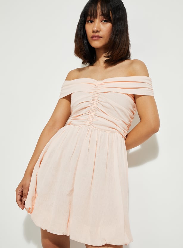 ALAYA F x URB_N Women Crinkled Off-Shoulder Dress