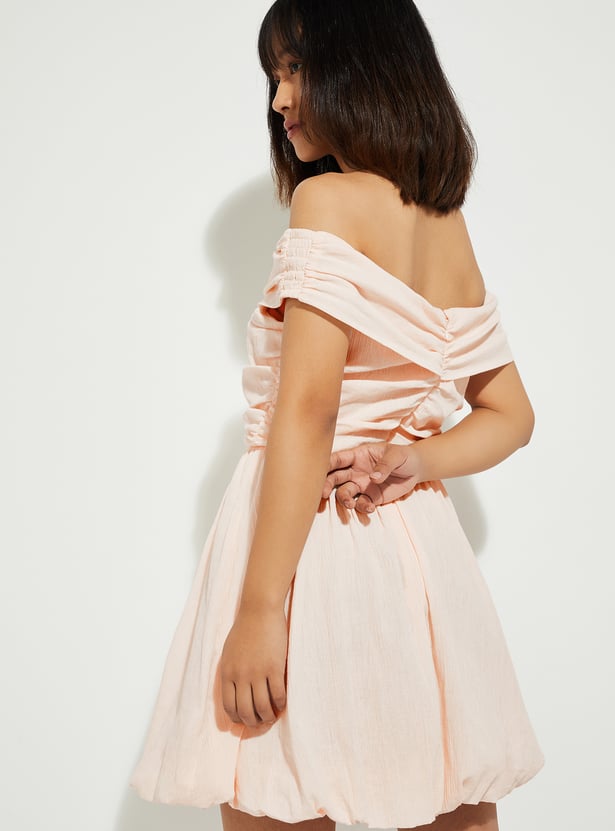 ALAYA F x URB_N Women Crinkled Off-Shoulder Dress