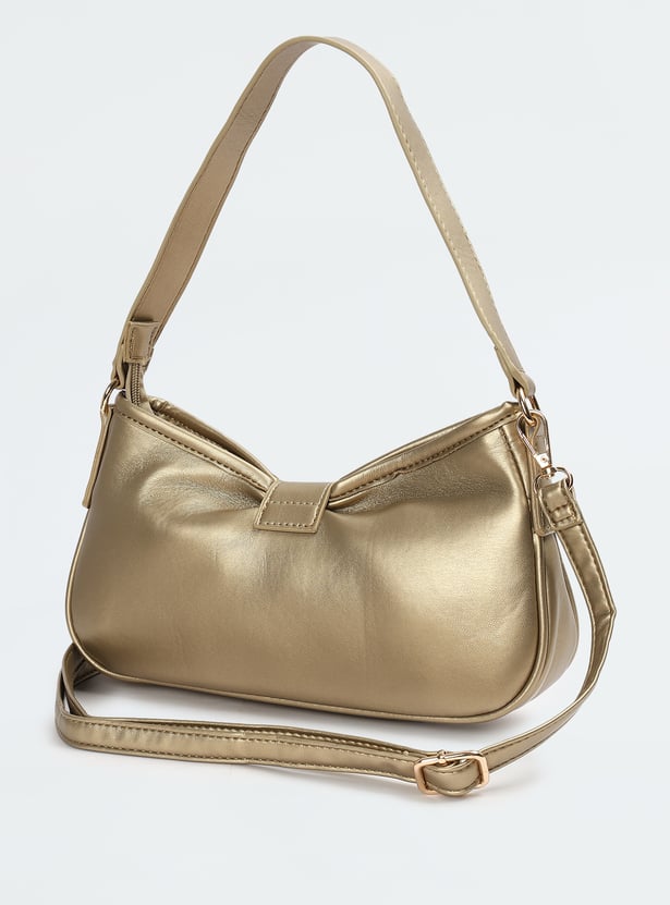 Women Solid Metallic Shoulder Bag