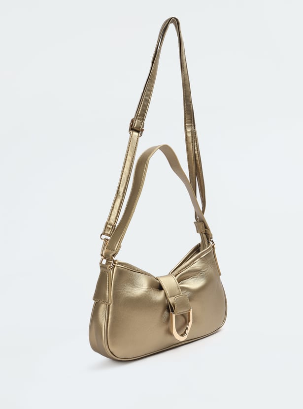 Women Solid Metallic Shoulder Bag