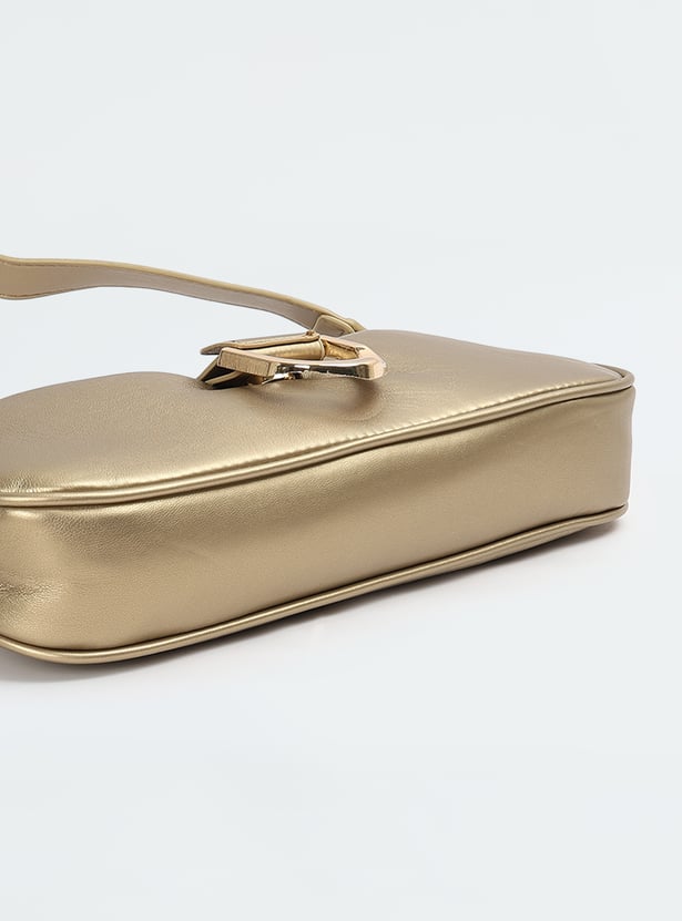 Women Solid Metallic Shoulder Bag