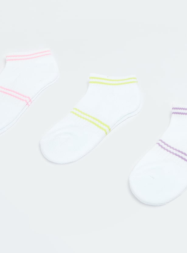 Girls Striped Ankle Length Socks Pack of