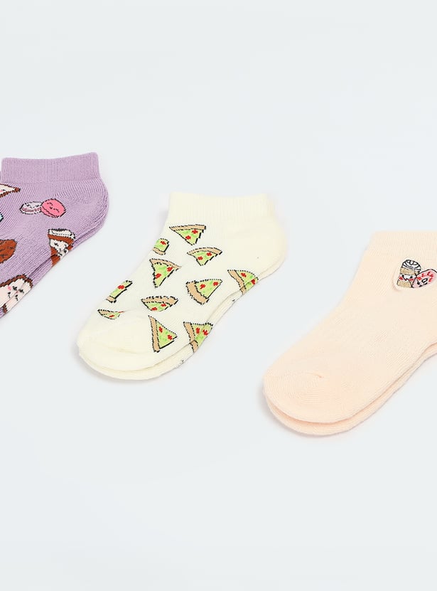 Girls Assorted Ankle Length Socks - Pack of 3