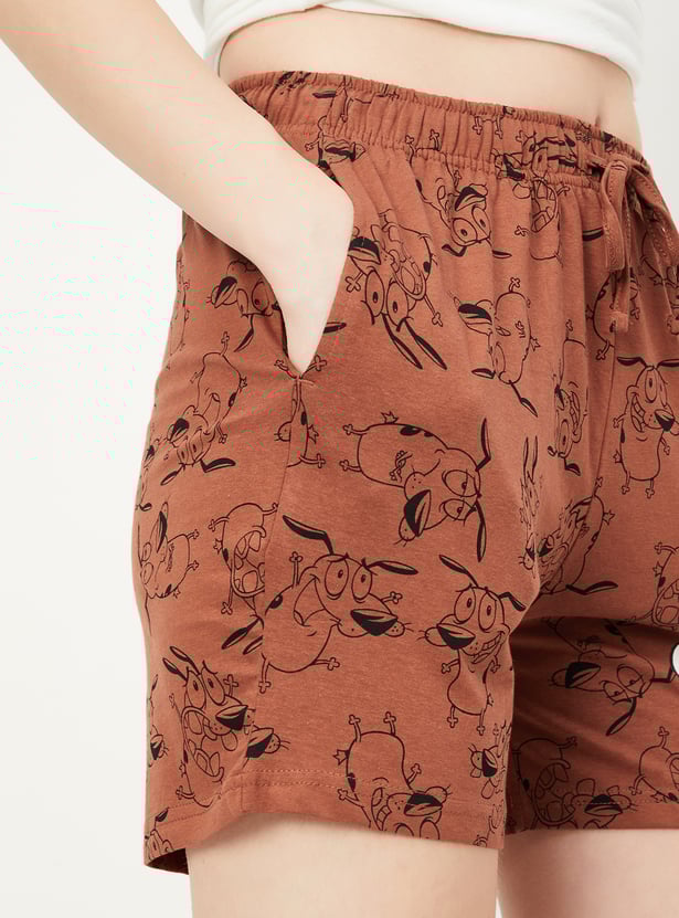 Women Courage The Cowardly Dog Printed Shorts