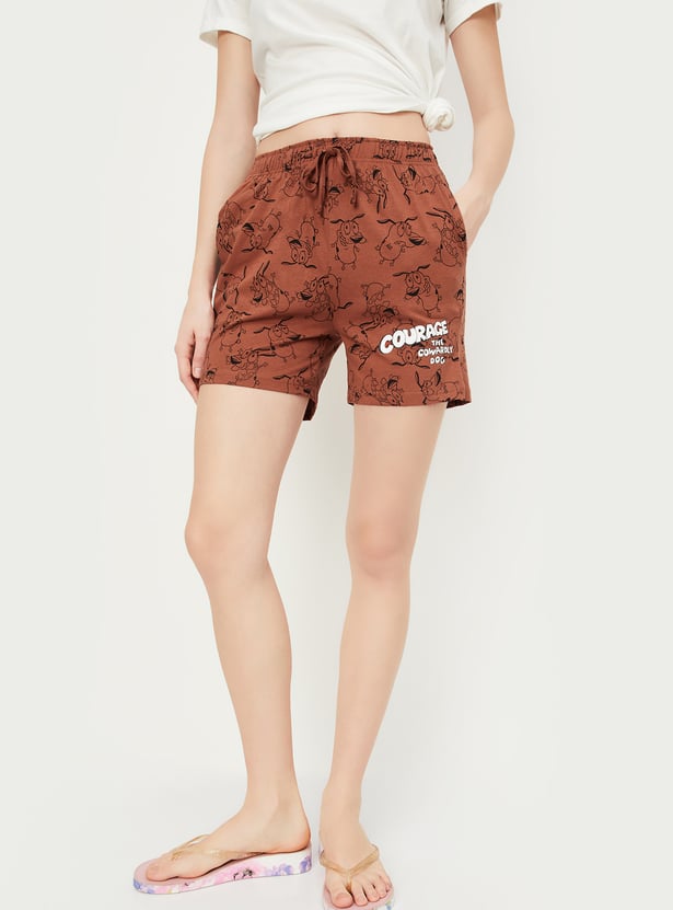 Women Courage The Cowardly Dog Printed Shorts